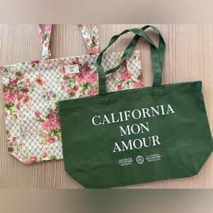 Sezane Green and Andion Floral Tote Bag Set